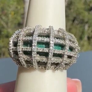 Affinity Diamond Sterling Silver "Green Envy" .50ct tw Diamond Ring